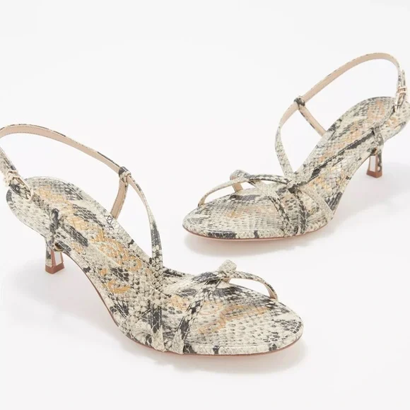 Sam Edelman snake animal print leather Judy strappy kitten heel sandals - size 7 - Picture 2 of 7